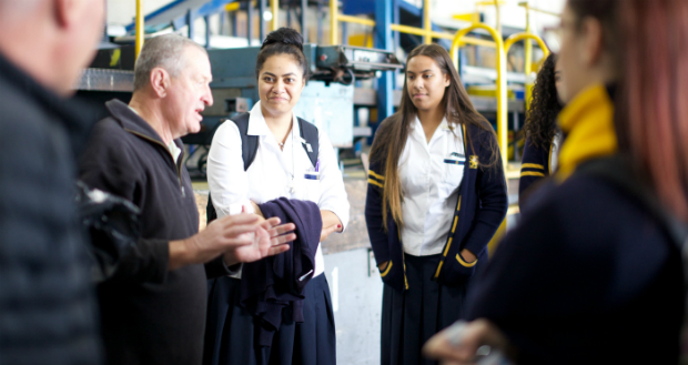 Got it made: Epsom Girls Grammar students visit the NZME printing operation in Ellerslie, Auckland