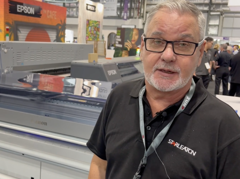 Starleaton debuts the Canon Colorado M with white ink at Visual Impact in Sydney, showing it for the first time in Australia