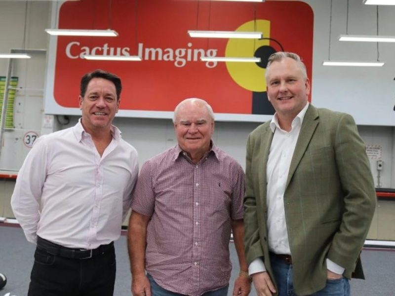 Cactus Imaging’s Nigel Spicer and Keith Ferrel, and Durst Oceania’s Matt Ashman at Cactus Imaging