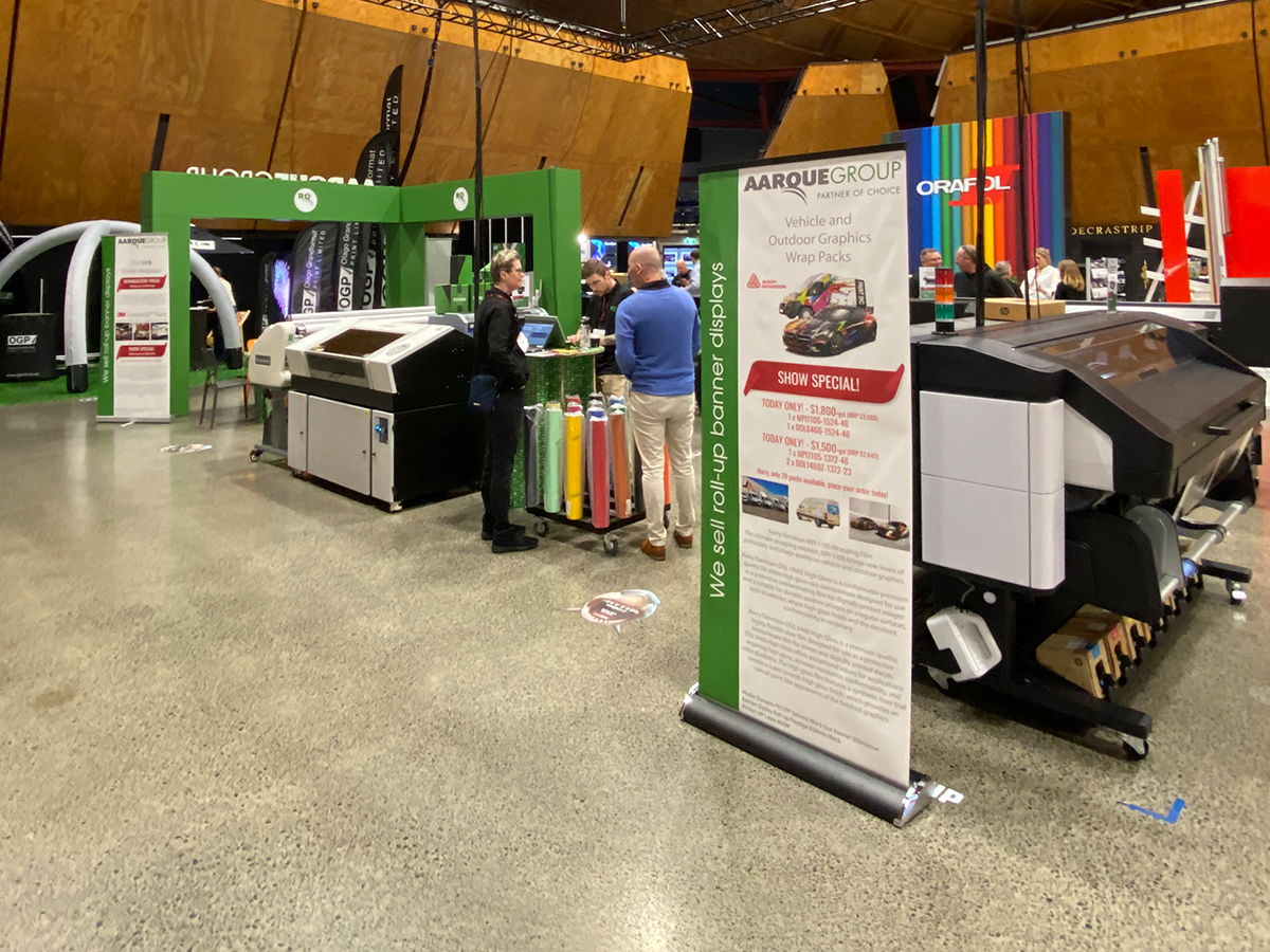 Aarque Group, as one of the New Zealand’s multi-brand suppliers, has dominated the tradeshow floor with the arsenal of equipment and live demonstrations available to all visitors at the NZ Sign and Print Expo 2023